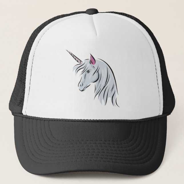 Casquette tête de licorne blanche (Devant)