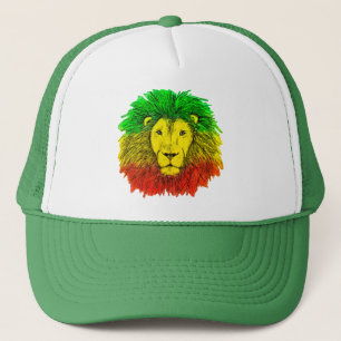 Casquette Tête de lion Rasta rouge jaune vert dessin Jamaïqu