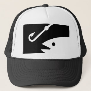 Casquette Tête et crochet de poissons - noirs et blancs