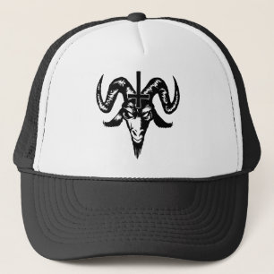 Casquette Tête satanique de chèvre avec la croix (noir)