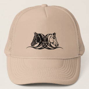 Casquette têtes de chevaux noirs et blancs
