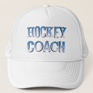 Casquette Texte bleu brut de l'entraîneur de hockey