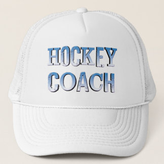 Casquette Texte bleu brut de l'entraîneur de hockey