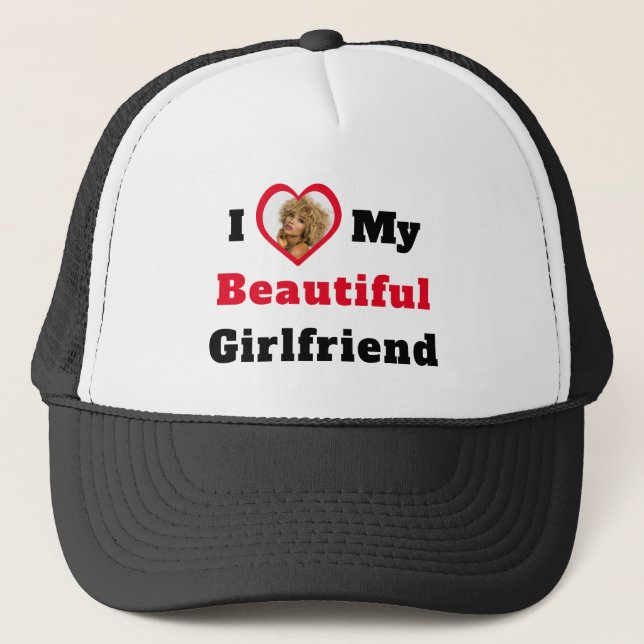 Casquette Texte Coeur Photo J'aime ma belle amie (Devant)