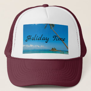 Casquette Texte de vacances blanc et bordeaux avec plage