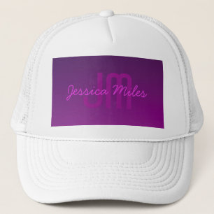 Casquette Texte monogramme modifiable moderne & Ombre violet
