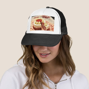 Casquette Texte personnalisé Gâteau délicieux avec une tranc
