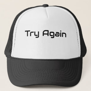 Casquette Texte Réessayer nom Couleur Blanc et Noir