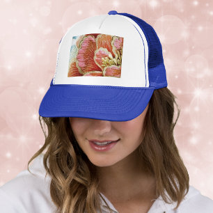 Casquette Texture brodée de fleur de lotus vintage