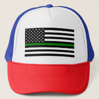 Thin Green Line Military and Vétérans American Fla