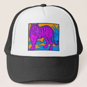 CASQUETTE TIGRE COREY RETRO JUNGLE ANNÉES 80 ROSE