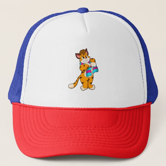 Casquette Tigre en hiver avec Écharpe (Devant)