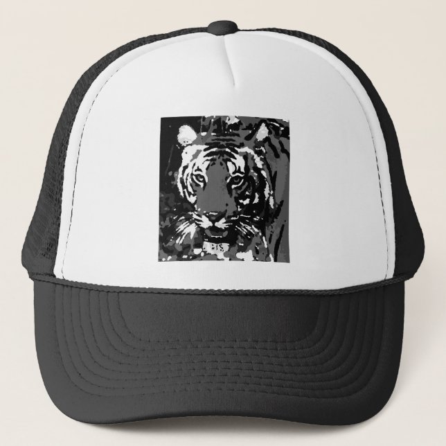 Casquette Tigre noir blanc Pop Art (Devant)