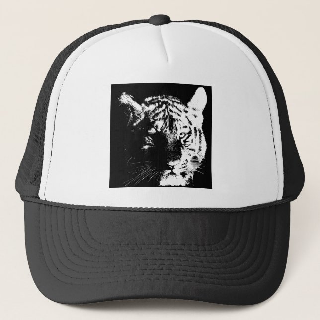 Casquette Tigre noir et blanc Pop Art (Devant)