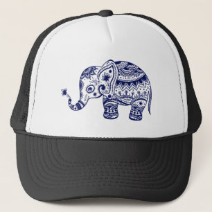 Casquette Tons de bleu mignon éléphant fleur