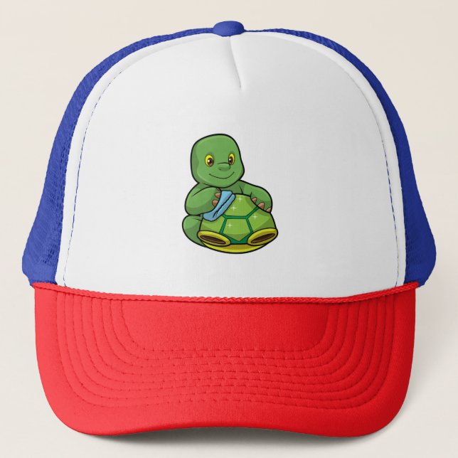 Casquette Tortue avec coquille et chiffon de nettoyage (Devant)