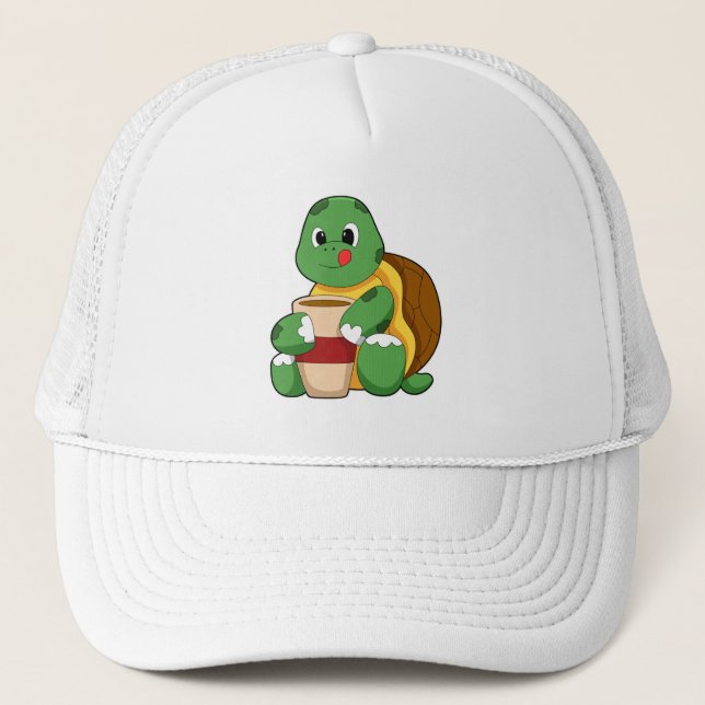 Casquette Tortue avec tasse de café (Devant)