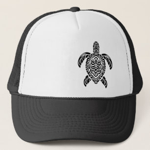 Casquette Tortue de mer tribale, noire et à gauche