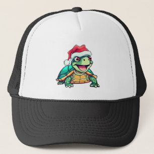 Casquette Tortue de Noël mignonne avec chapeau de Père Noël