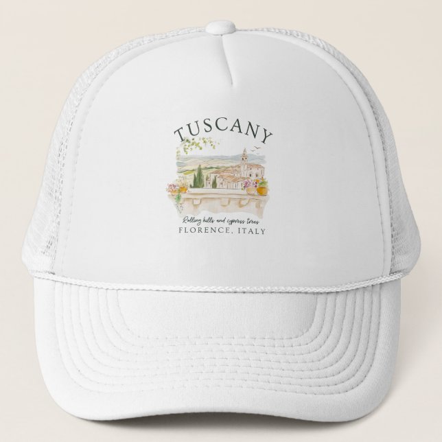 Casquette Toscane Italie Travel-Rolling Hills & Cypress Tree (Devant)