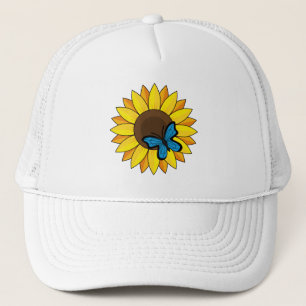 Casquette Tournesol et papillon bleu