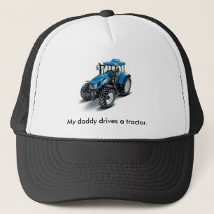 Casquette Tracteur bleu, mon père conduit un tracteur.