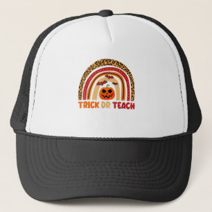 Casquette Trick Or Teach Leopard Rainbow Teacher Halloween C