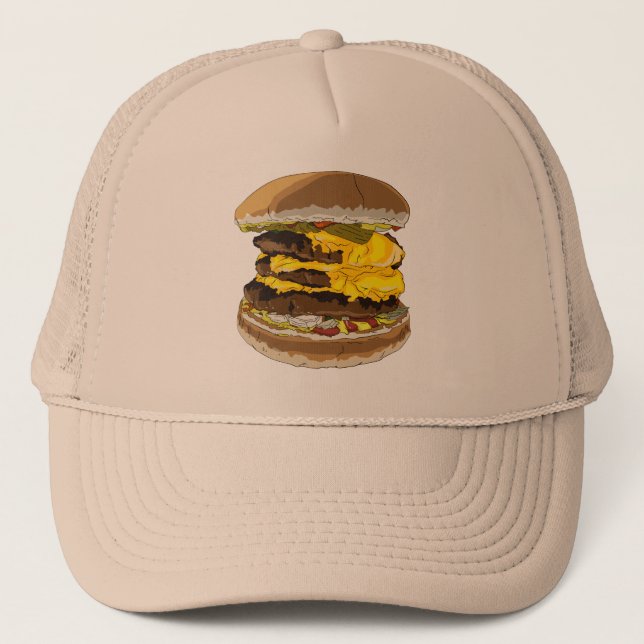 Casquette triple de camionneur de cheeseburger (Devant)