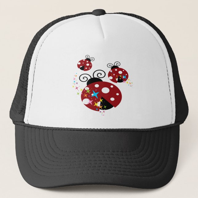 Casquette Trois coccinelle rouge et noire avec étoiles (Devant)