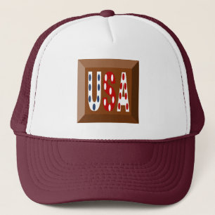 CASQUETTE TRUCKER  BLANC MARRON TOP DESIGN   USA