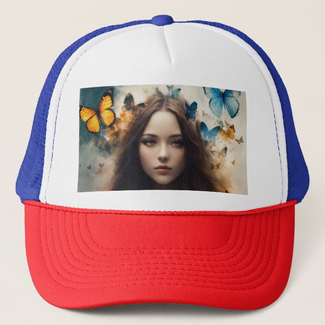 Casquette Trucker Hat: Butterfly & Feather  (Devant)