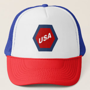 CASQUETTE  TRUCKER  ROUGE  BLANC BLEU  USA  SPORT