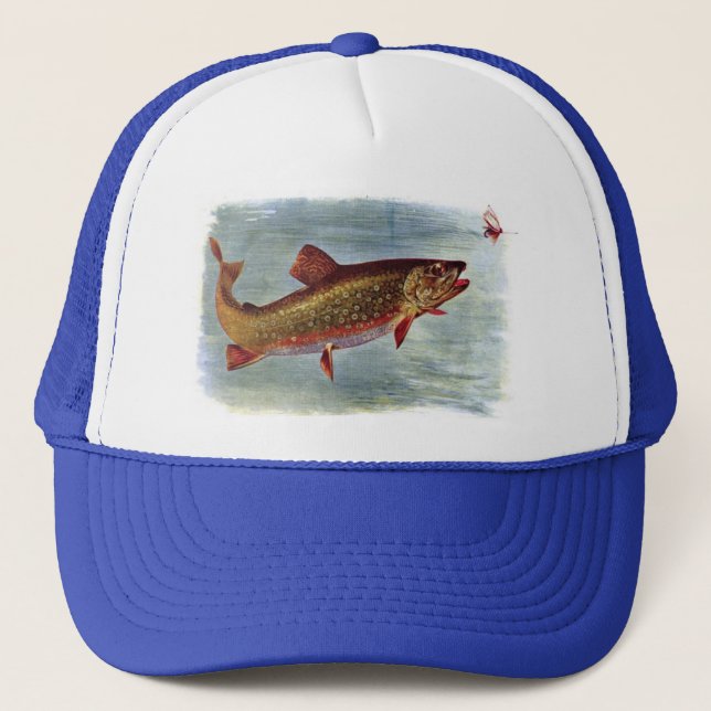 Casquette Truite arc-en-ciel chassant un attrait de mouche (Devant)