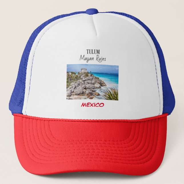 Casquette Tulum Maya Ruines Mexique Trucker Chapeau (Devant)