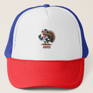 Casquette Turquie En Costume De Vache, Moo Drôle Thanksgivin