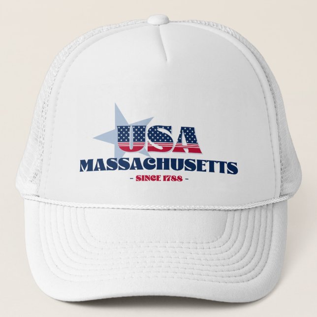 Casquette Typographie du Massachusetts patriotique Chapeau d (Devant)