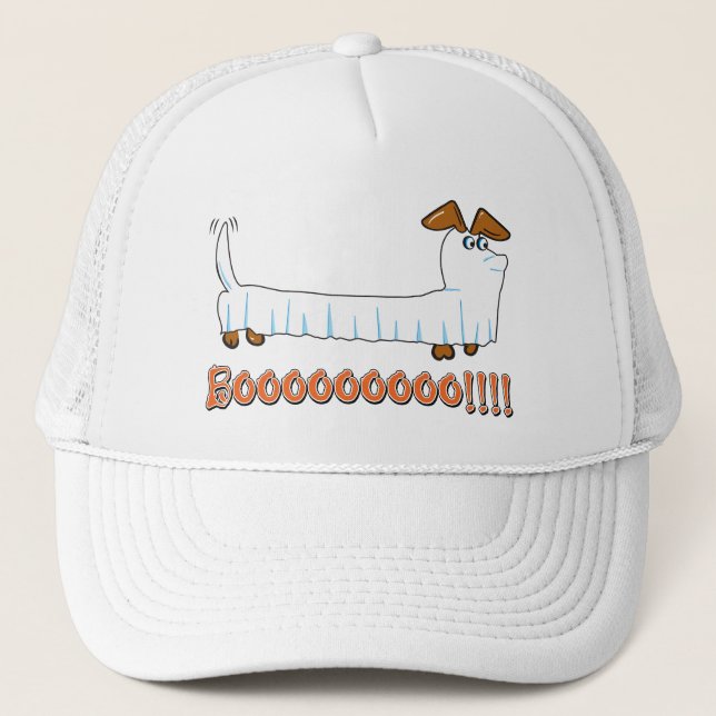 Casquette Un Dachshund dans une feuille comme fantôme pour H (Devant)