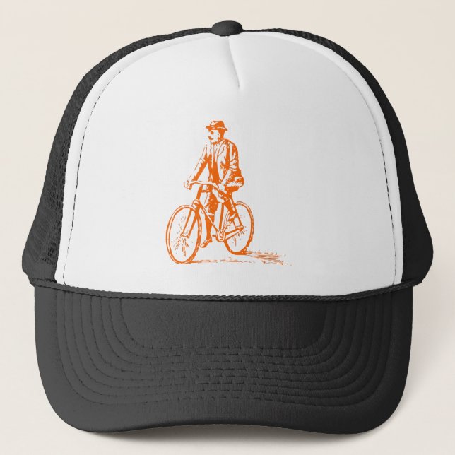 Casquette Un homme en vélo - Orange (Devant)