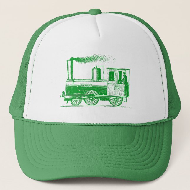 Casquette Un homme et sien train - vert d'herbe (Devant)