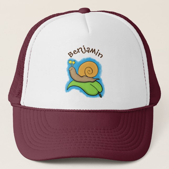 Casquette Un mignon escargot heureux sur une illustration d' (Devant)