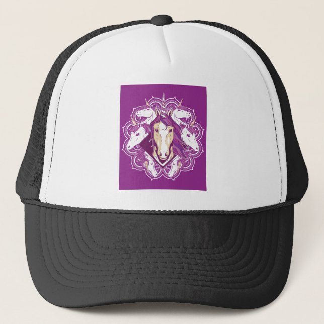 Casquette Unicorne pourpre Mandala (Devant)