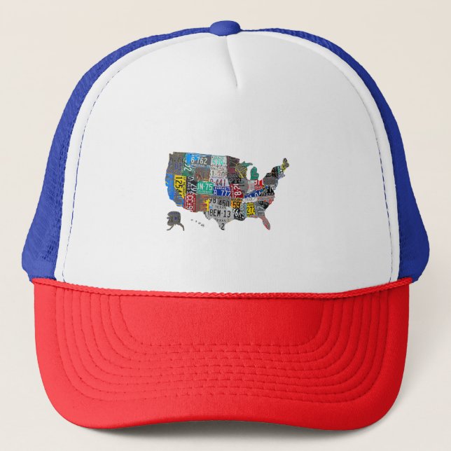 Casquette US American United States Map Flag License Plate A (Devant)