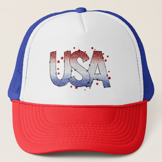 Casquette USA Shimmer et Stars Word Art (Devant)