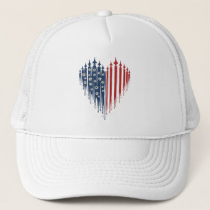 Casquette USA Soccer Cœur Patriotique Dégoulinant Drapeau Ch