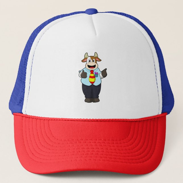 Casquette Vache comme enseignant avec Cravate (Devant)