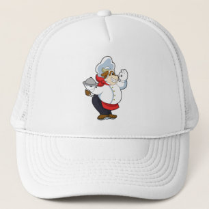 Casquette Vache comme serveur avec assiette servante