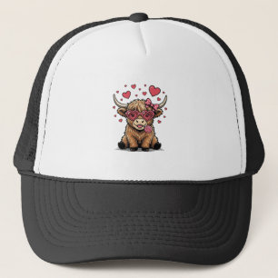 Casquette Vache des Highlands mignonne Saint Valentin lunett