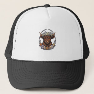 Casquette Vache des Highlands Pâques Art de l'oeuf floral vi