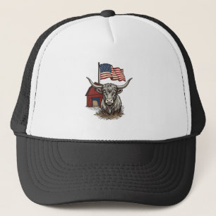 Casquette Vache Longhorn Patriotique et Conception Vectoriel