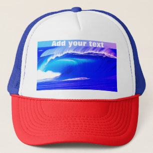 Casquette Vagues d'océan bleu ajoutez votre texte eau rose a